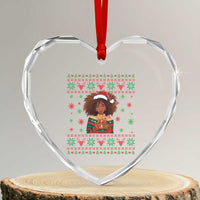 Black Queen Christmas Heart Crystal Glass Ornament African American Girl Black Pride - Wonder Print Shop