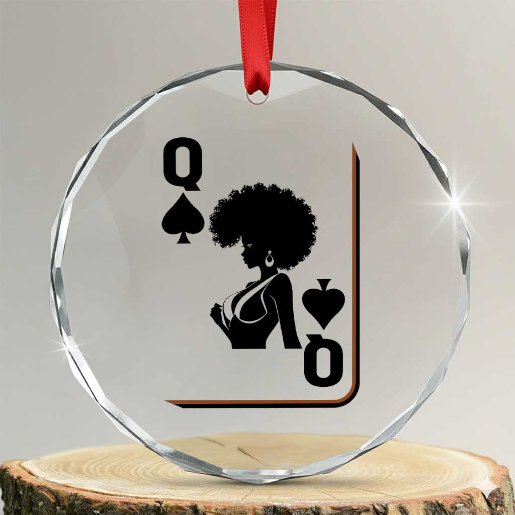 Black Queen Crystal Glass Ornament Black History Month Afro Woman Poker Card Games - Wonder Print Shop