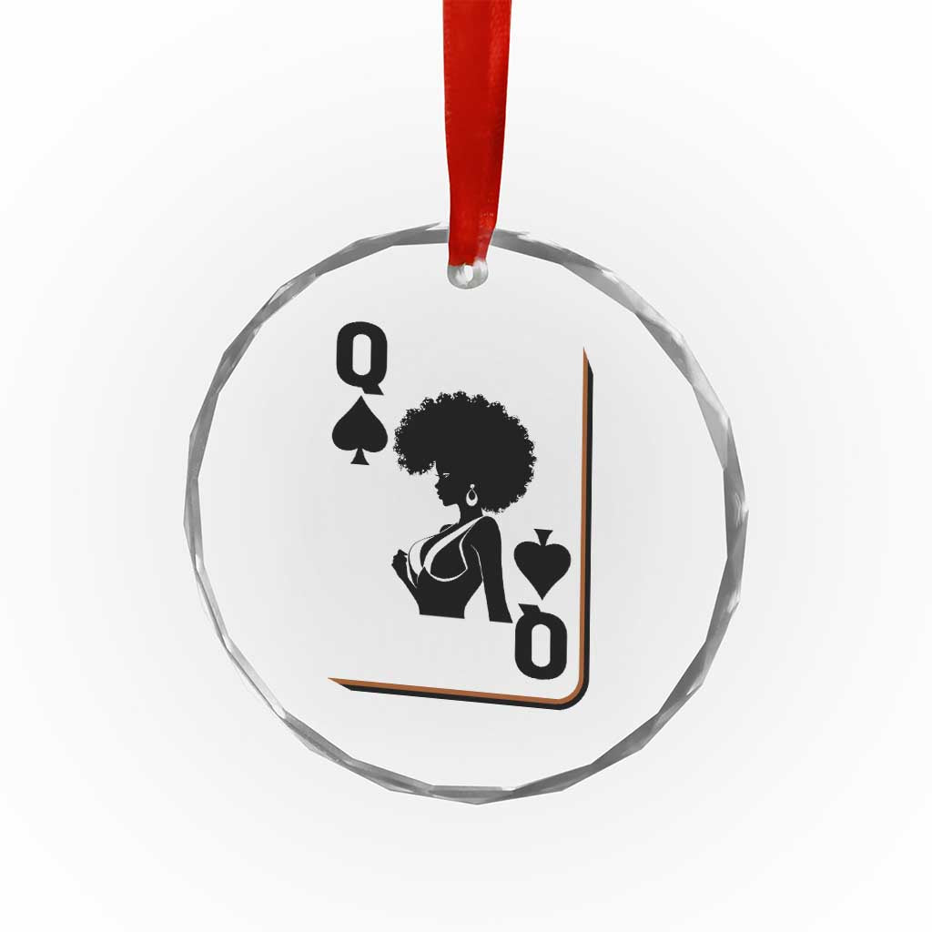 Black Queen Crystal Glass Ornament Black History Month Afro Woman Poker Card Games - Wonder Print Shop