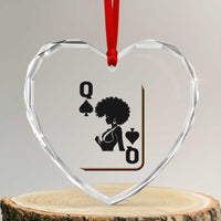 Black Queen Heart Crystal Glass Ornament Black History Month Afro Woman Poker Card Games - Wonder Print Shop