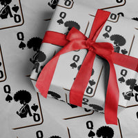 Black Queen Wrapping Paper Roll Black History Month Afro Woman Poker Card Games - Wonder Print Shop