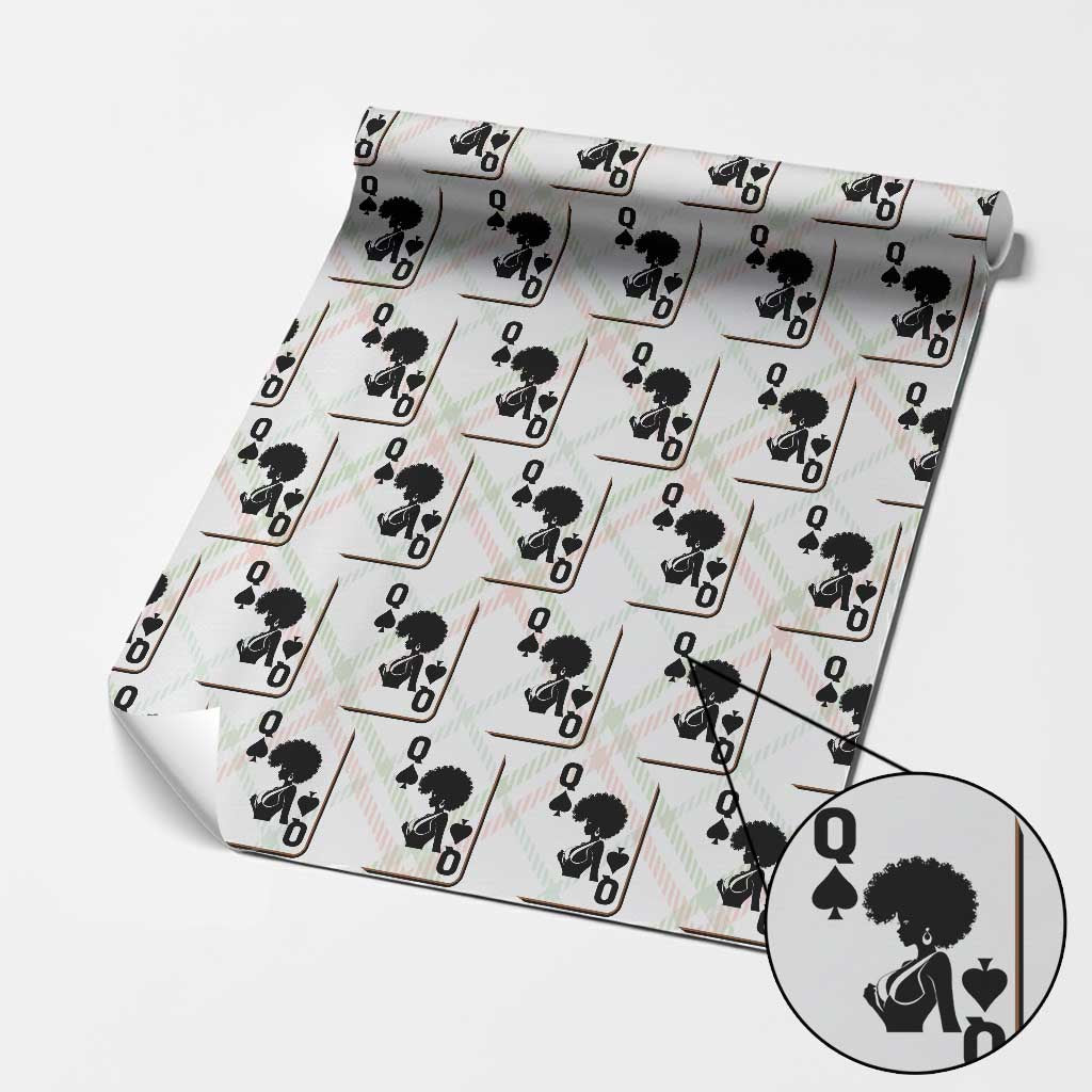 Black Queen Wrapping Paper Roll Black History Month Afro Woman Poker Card Games - Wonder Print Shop
