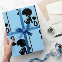 Black Queen Wrapping Paper Roll Black History Month Afro Woman Poker Card Games - Wonder Print Shop