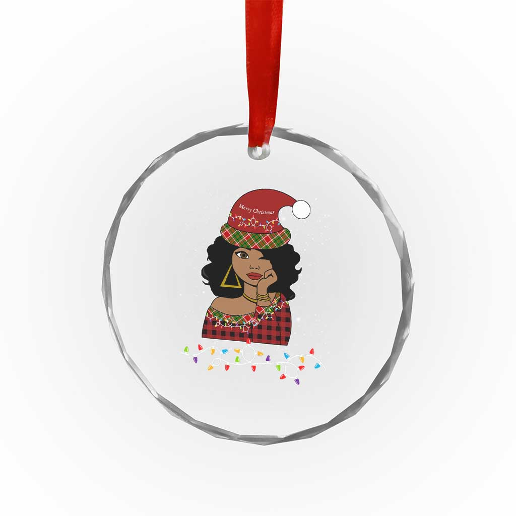 Black Santa African American Xmas Crystal Glass Ornament Sassy Afro Queen Black Woman TS10