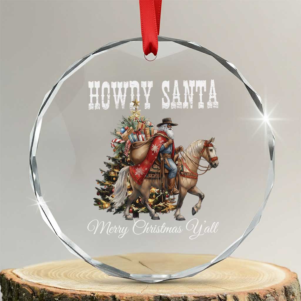 Black Santa Christmas Crystal Glass Ornament African American Western Cowboy - Wonder Print Shop