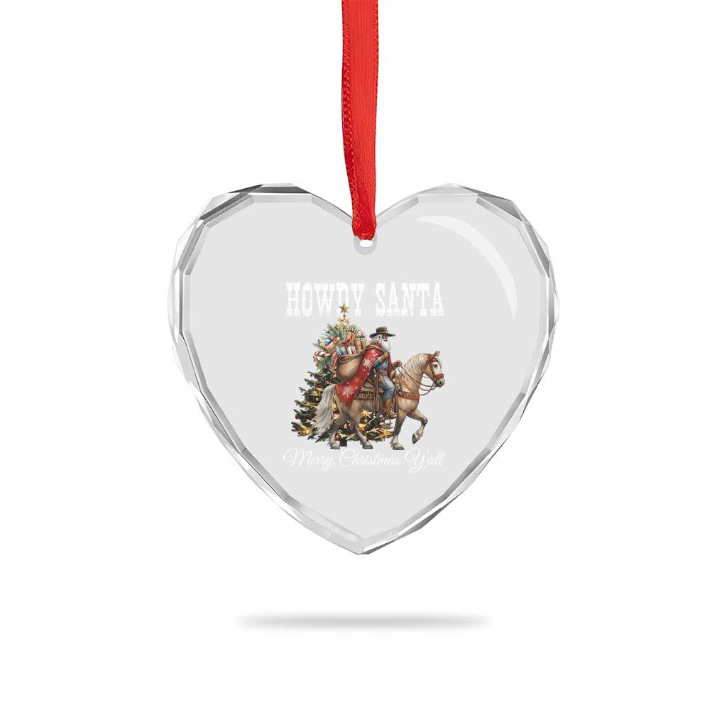 Black Santa Christmas Heart Crystal Glass Ornament African American Western Cowboy - Wonder Print Shop
