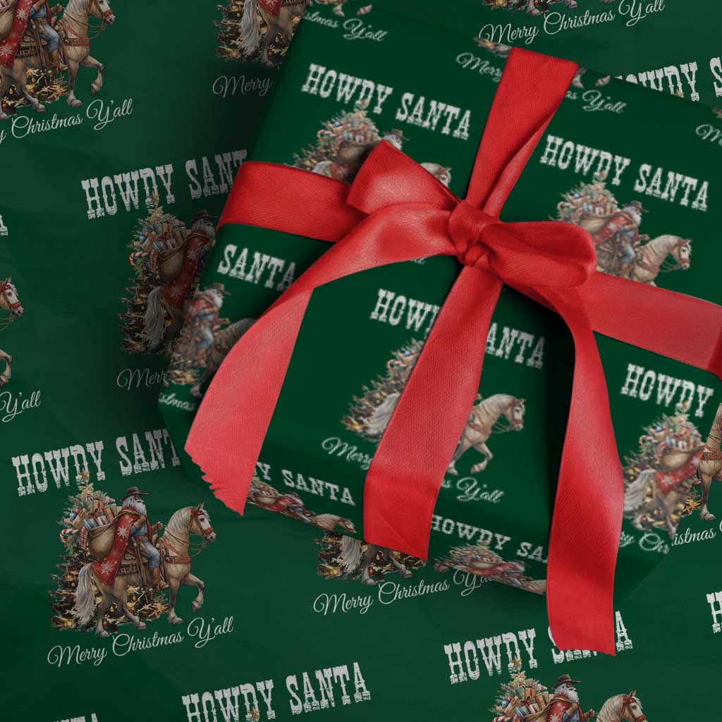 Black Santa Christmas Wrapping Paper Roll African American Western Cowboy - Wonder Print Shop