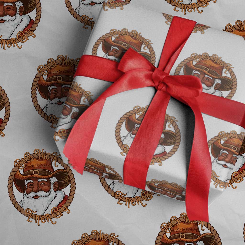 Black Santa Christmas Wrapping Paper Roll Big Nick Energy - Wonder Print Shop