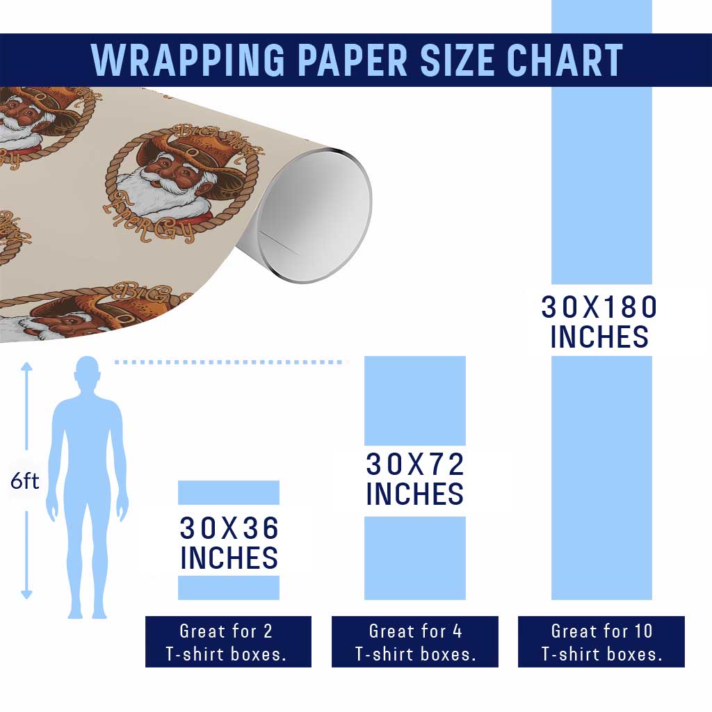 Black Santa Christmas Wrapping Paper Roll Big Nick Energy - Wonder Print Shop