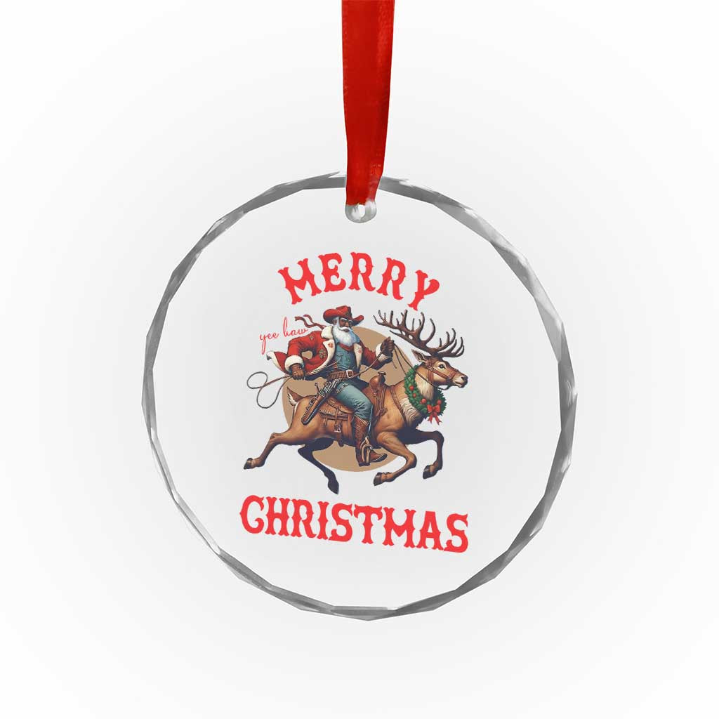 Black Santa Claus Crystal Glass Ornament African American Cowboy Christmas - Wonder Print Shop