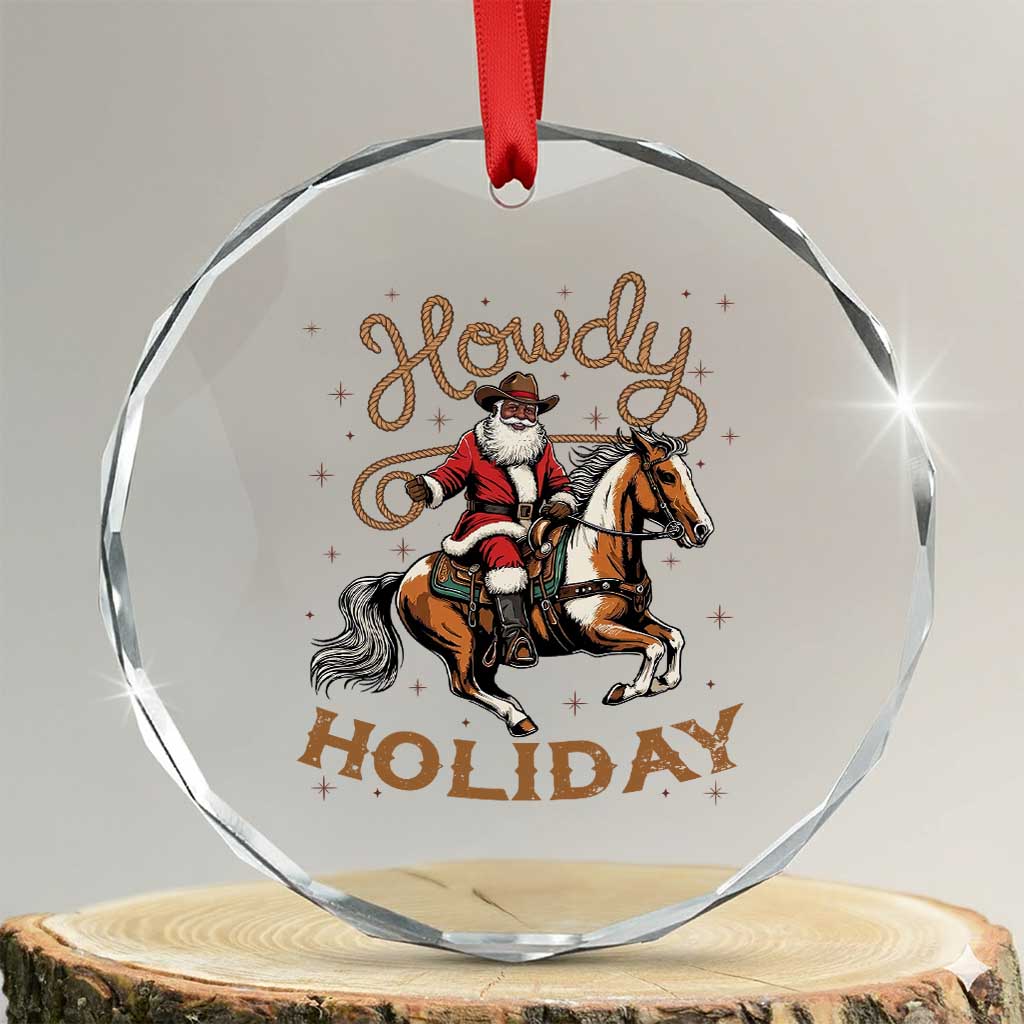 Black Santa Howdy Western Cowboy Crystal Glass Ornament Christmas Gift - Wonder Print Shop