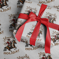 Black Santa Howdy Western Cowboy Wrapping Paper Roll Christmas Gift - Wonder Print Shop