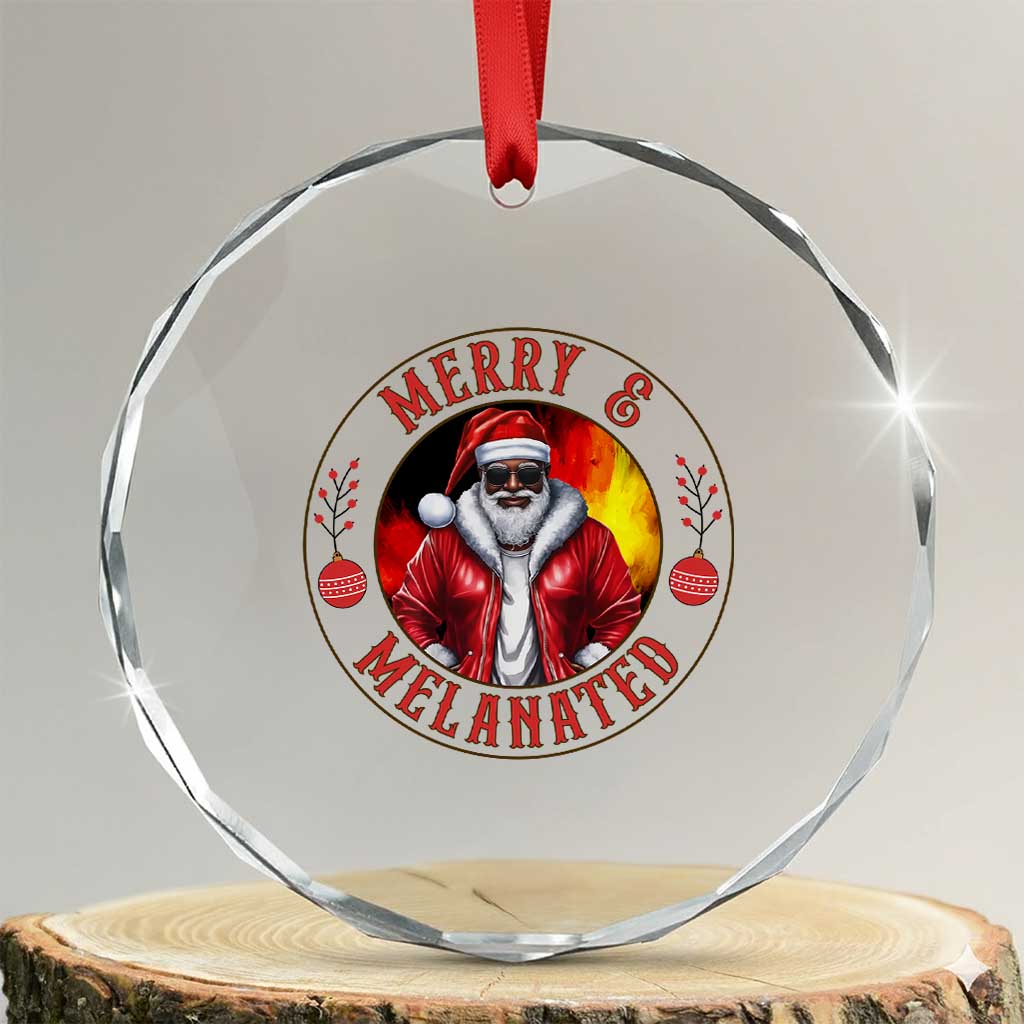 Black Santa Merry And Melanated Crystal Glass Ornament Christmas Holiday Gift - Wonder Print Shop