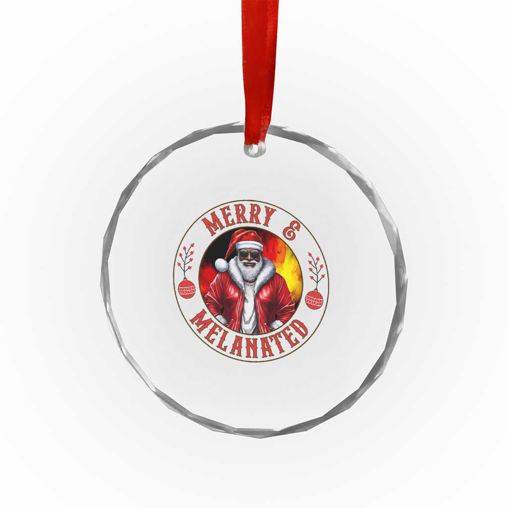 Black Santa Merry And Melanated Crystal Glass Ornament Christmas Holiday Gift - Wonder Print Shop