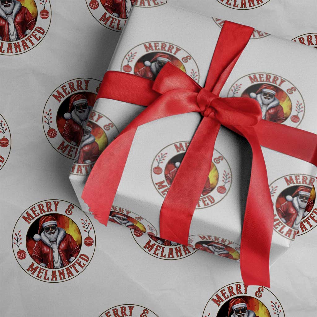 Black Santa Merry And Melanated Wrapping Paper Roll Christmas Holiday Gift - Wonder Print Shop