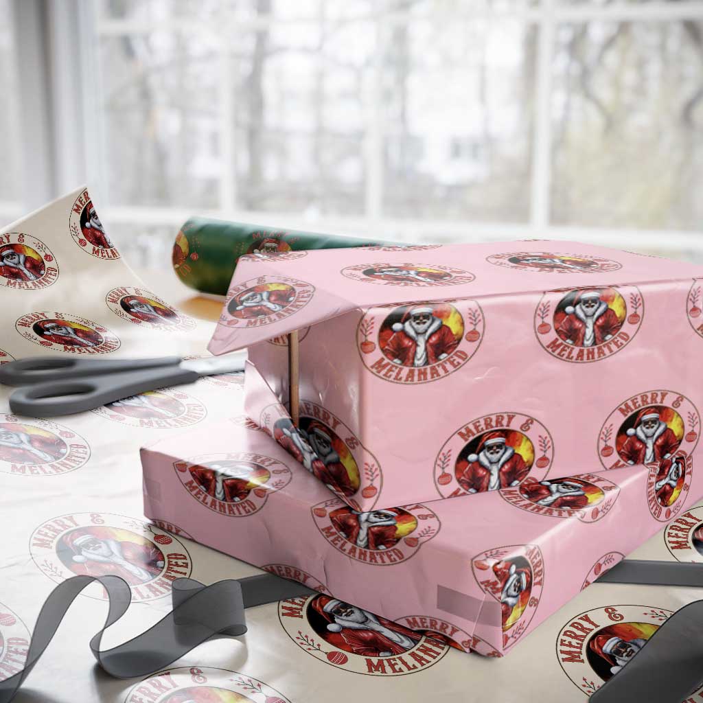 Black Santa Merry And Melanated Wrapping Paper Roll Christmas Holiday Gift - Wonder Print Shop