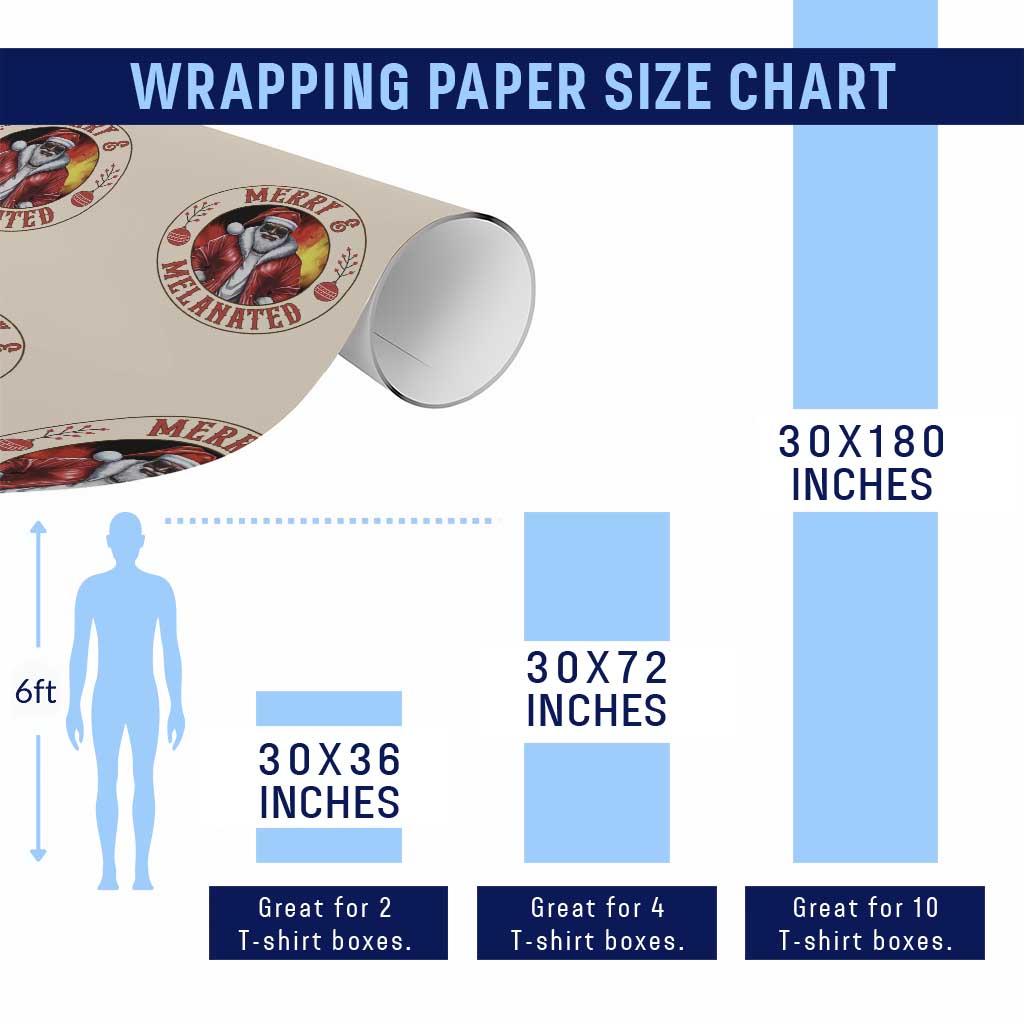 Black Santa Merry And Melanated Wrapping Paper Roll Christmas Holiday Gift - Wonder Print Shop