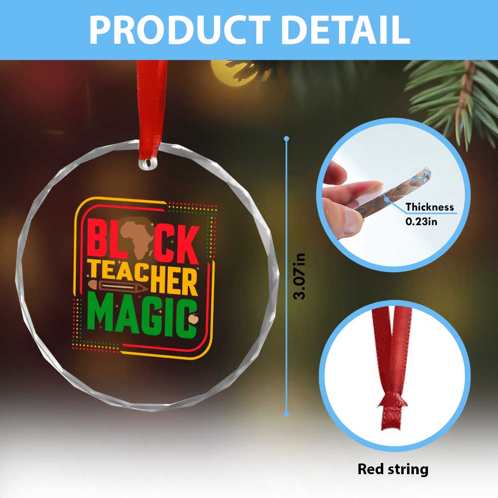Black Teacher Magic Crystal Glass Ornament African American Pride Educator Gift - Wonder Print Shop