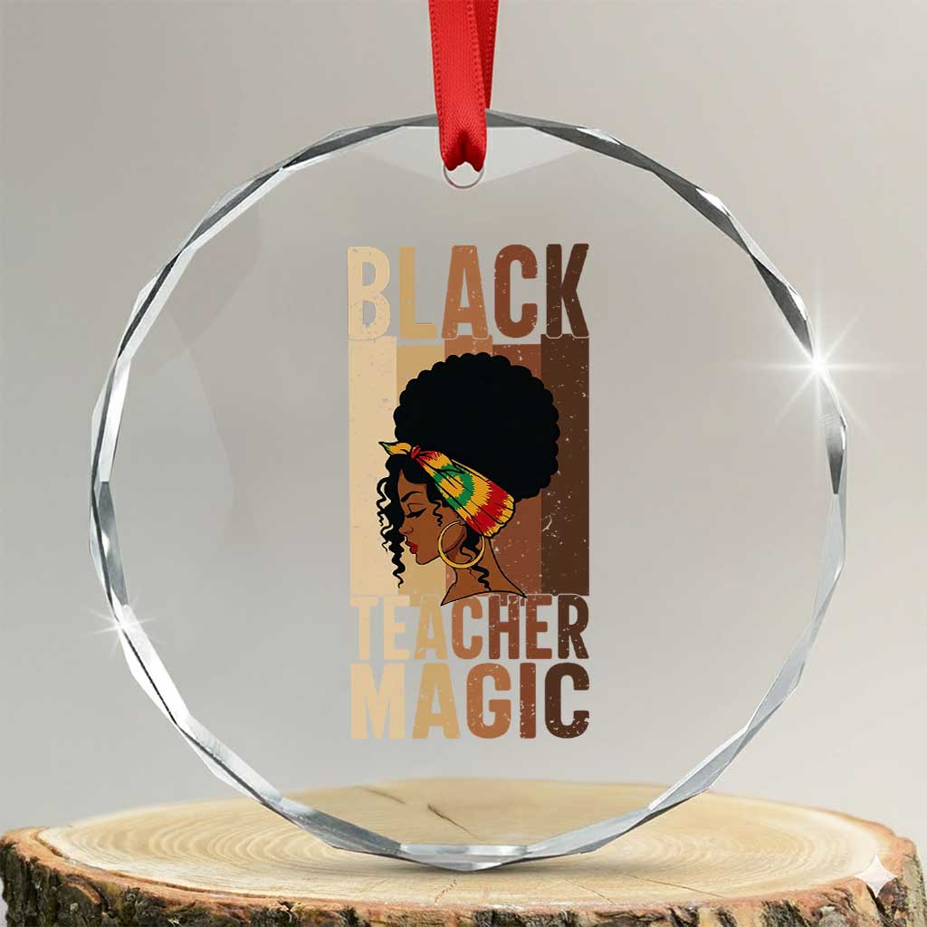 Black Teacher Magic Crystal Glass Ornament African American Pride Teacher Life - Wonder Print Shop