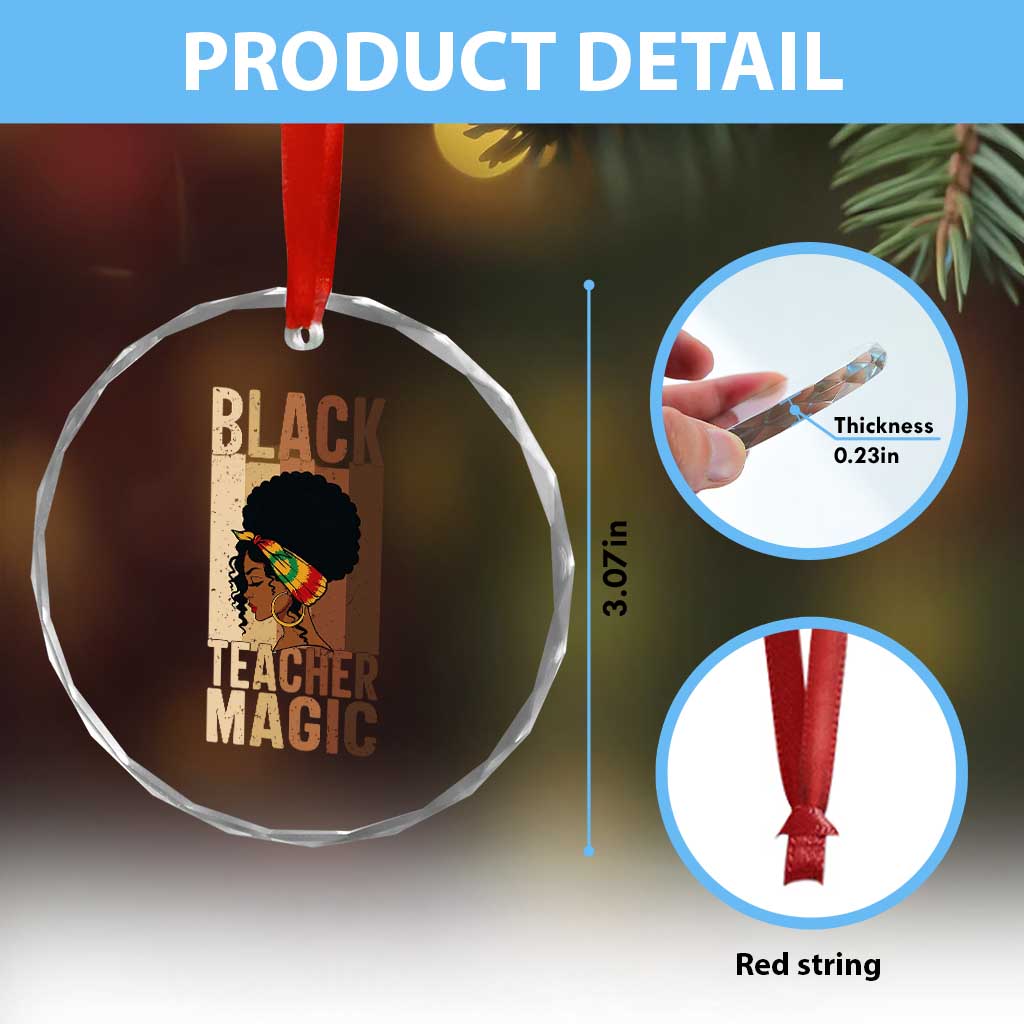 Black Teacher Magic Crystal Glass Ornament African American Pride Teacher Life - Wonder Print Shop
