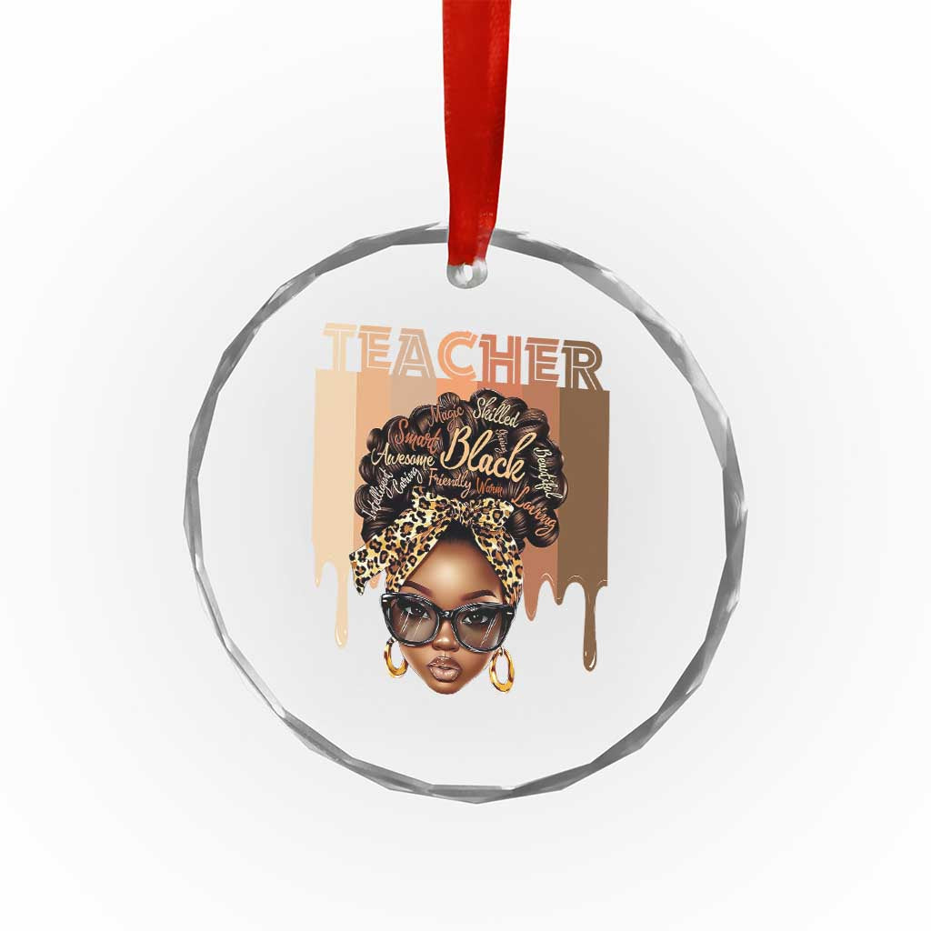Black Teacher Magic Crystal Glass Ornament Black History Month Afro Hair Melanin TS02