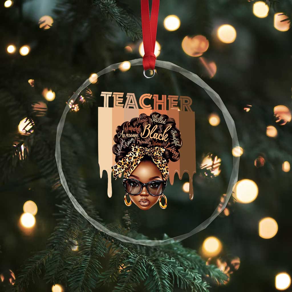 Black Teacher Magic Crystal Glass Ornament Black History Month Afro Hair Melanin TS02
