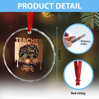 Black Teacher Magic Crystal Glass Ornament Black History Month Afro Hair Melanin TS02
