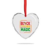 Black Teacher Magic Heart Crystal Glass Ornament African American Pride Educator Gift - Wonder Print Shop