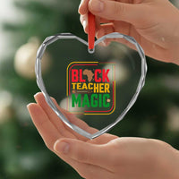 Black Teacher Magic Heart Crystal Glass Ornament African American Pride Educator Gift - Wonder Print Shop