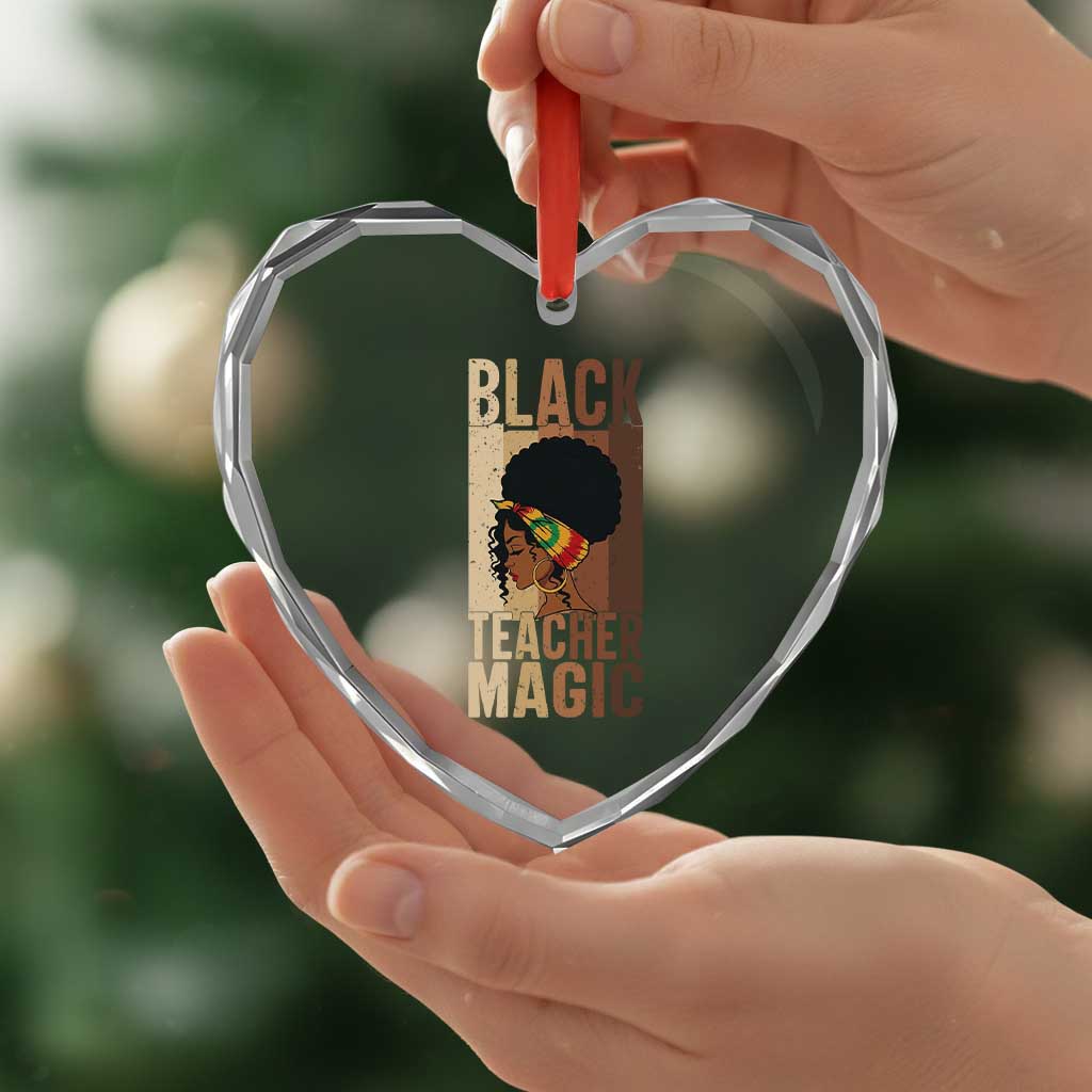 Black Teacher Magic Heart Crystal Glass Ornament African American Pride Teacher Life - Wonder Print Shop