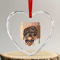 Black Teacher Magic Heart Crystal Glass Ornament Black History Month Afro Hair Melanin - Wonder Print Shop