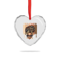 Black Teacher Magic Heart Crystal Glass Ornament Black History Month Afro Hair Melanin - Wonder Print Shop