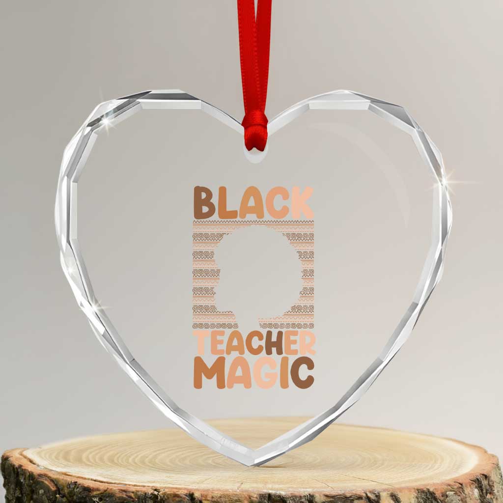 Black Teacher Magic Heart Crystal Glass Ornament Empowering African American Pride Teacher Gift - Wonder Print Shop