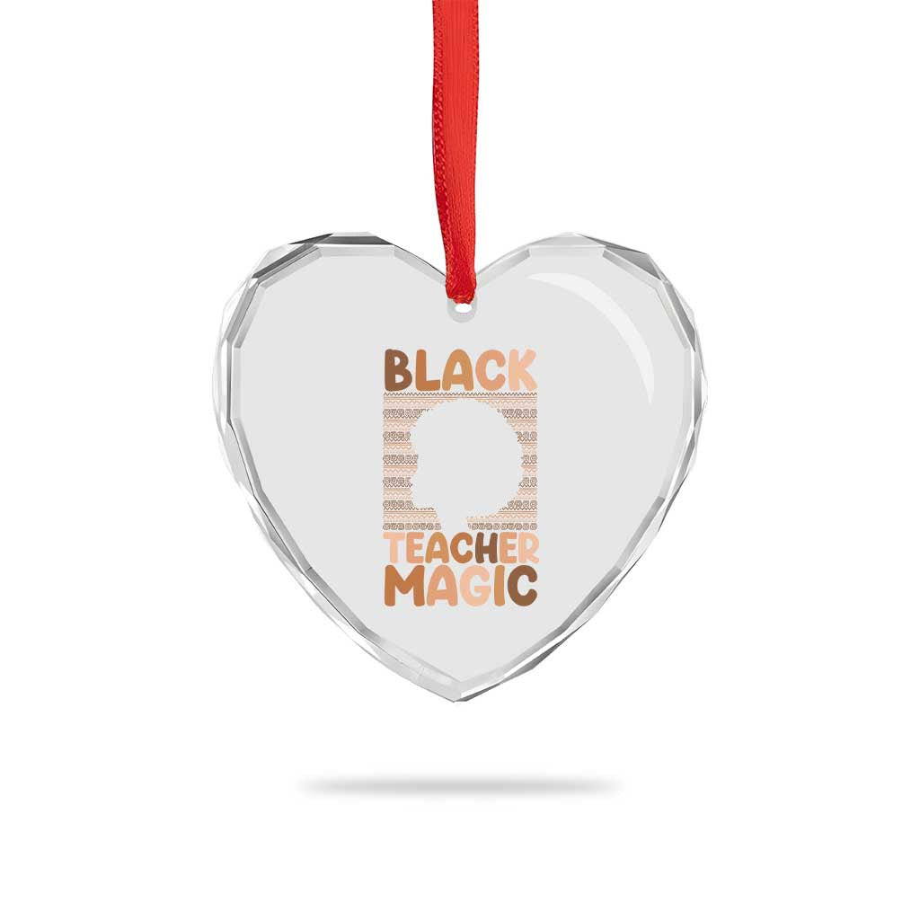 Black Teacher Magic Heart Crystal Glass Ornament Empowering African American Pride Teacher Gift - Wonder Print Shop