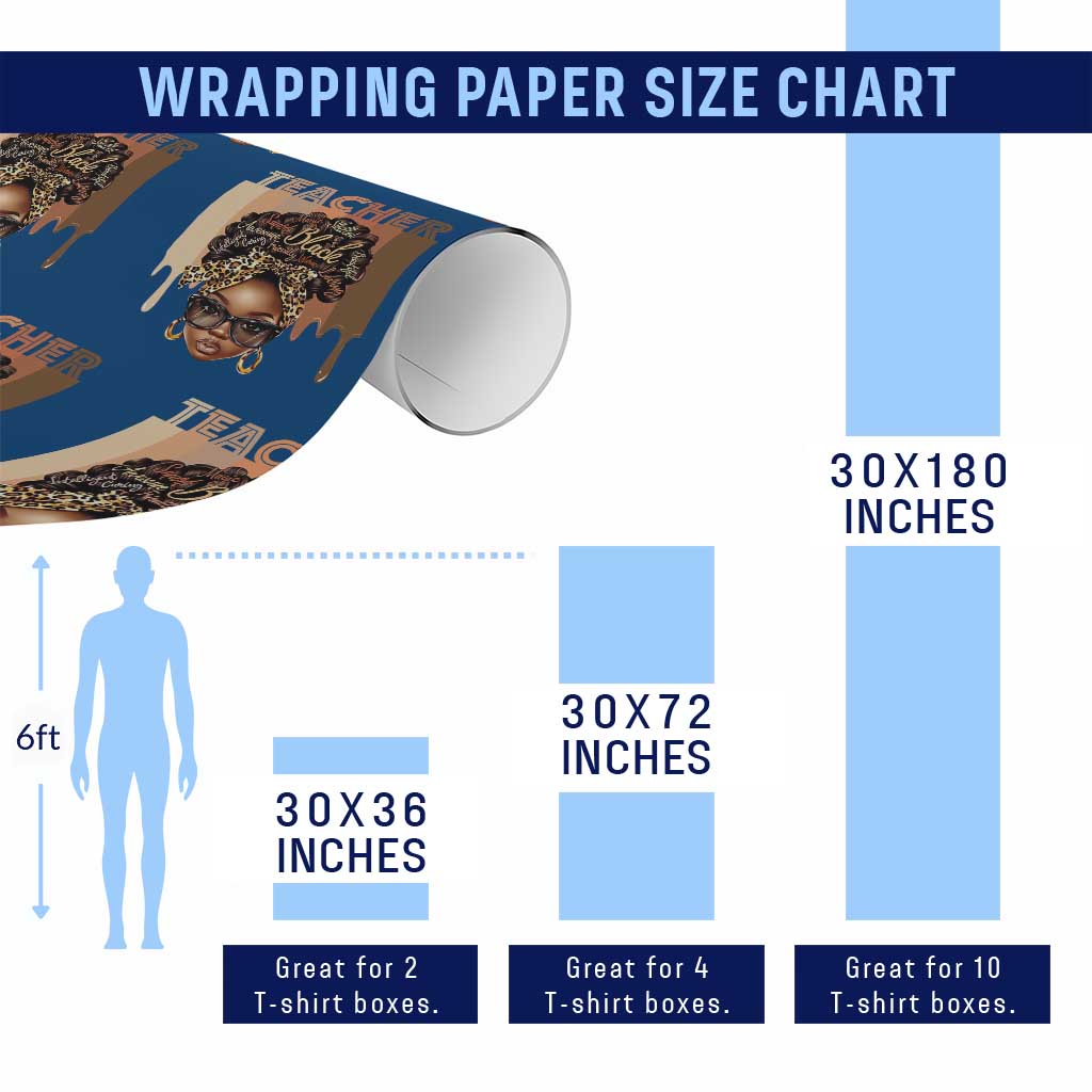 Black Teacher Magic Wrapping Paper Roll Black History Month Afro Hair Melanin - Wonder Print Shop