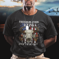 Patriotic American Western Design 4th of July Freedom Tour 1776 Born To Be Free Buffalo Skull T-Shirt, Independence Day, US Patiotic Shirts T Shirt - Wonder Print Shop