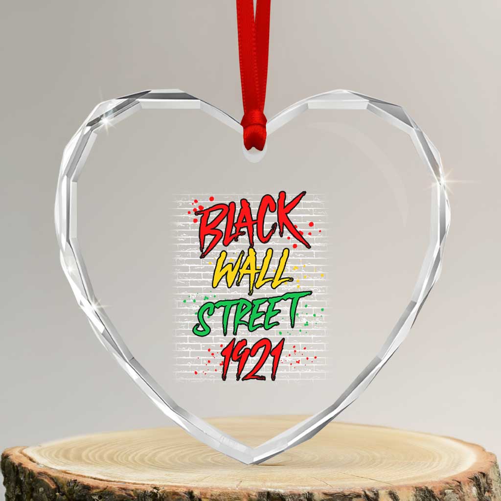 Black Wall Street 1921 Heart Crystal Glass Ornament Tulsa Oklahoma Black History Month