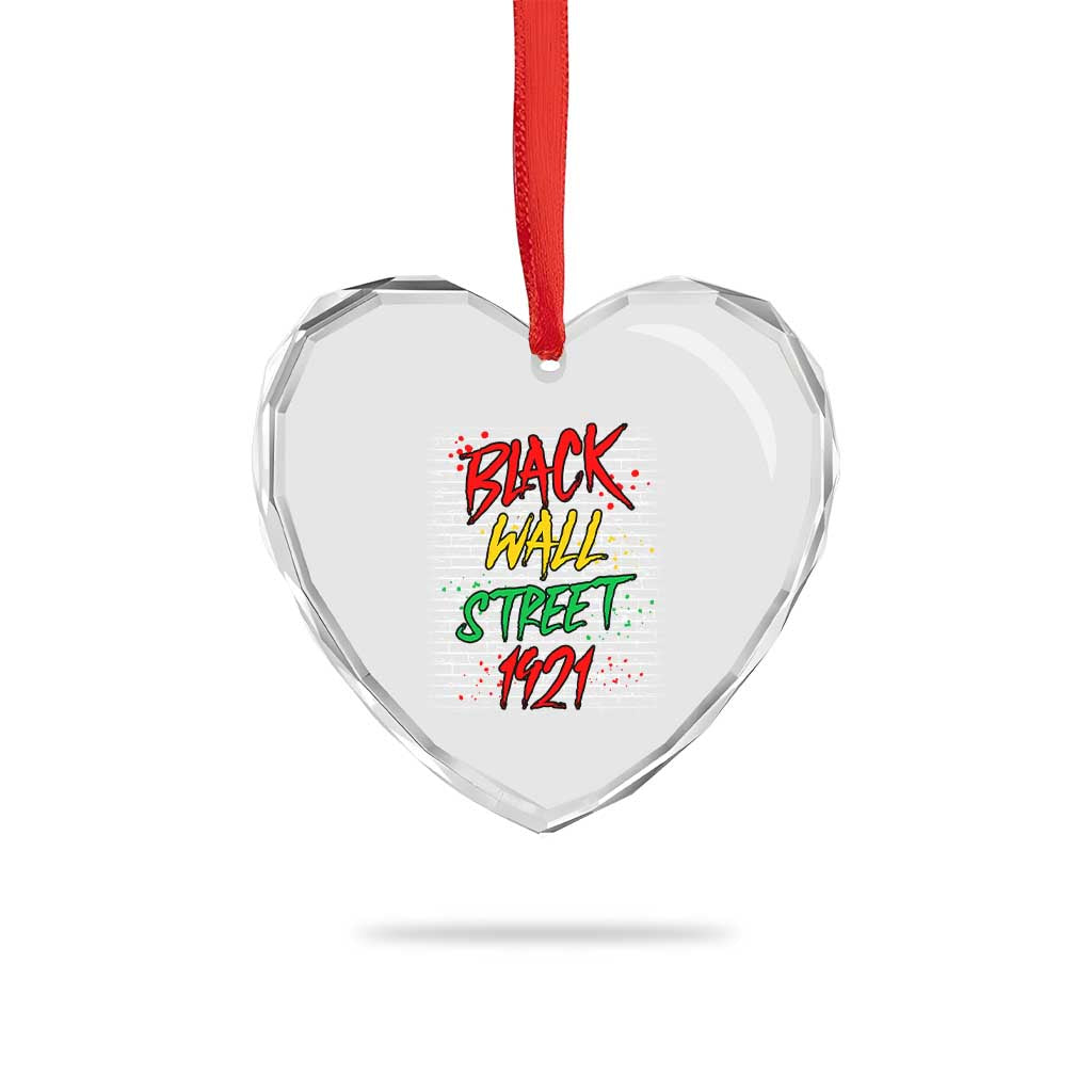 Black Wall Street 1921 Heart Crystal Glass Ornament Tulsa Oklahoma Black History Month