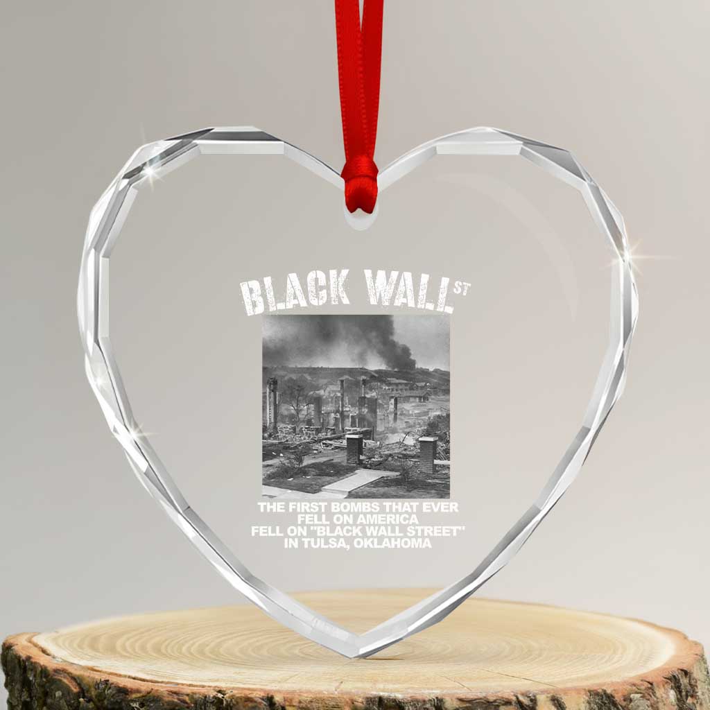 Black Wall Street First Bombs Heart Crystal Glass Ornament Tulsa Oklahoma Black History Month