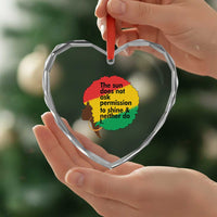 Black Woman Empowerment Heart Crystal Glass Ornament The Sun Does Not Ask Permission To Shine - Wonder Print Shop