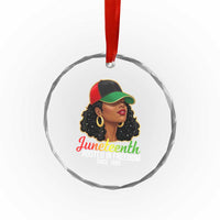 Black Woman Juneteenth Graphic Crystal Glass Ornament Rooted In Freedom Since 1865