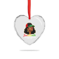 Black Woman Juneteenth Graphic Heart Crystal Glass Ornament Rooted In Freedom Since 1865