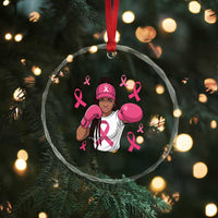 Black Women Fight Breast Cancer Awareness Crystal Glass Ornament Pink Ribbon African American