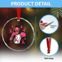 Black Women Fight Breast Cancer Awareness Crystal Glass Ornament Pink Ribbon African American