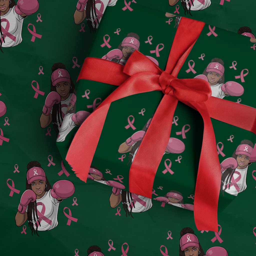 Black Women Fight Breast Cancer Awareness Wrapping Paper Roll Pink Ribbon African American