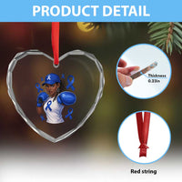 Black Women Fight Colon Cancer Blue Ribbon Heart Crystal Glass Ornament African American Girls