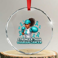 Black Women Fight Ovarian Cancer Awareness Crystal Glass Ornament African American Teal Ribbon Support