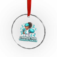 Black Women Fight Ovarian Cancer Awareness Crystal Glass Ornament African American Teal Ribbon Support