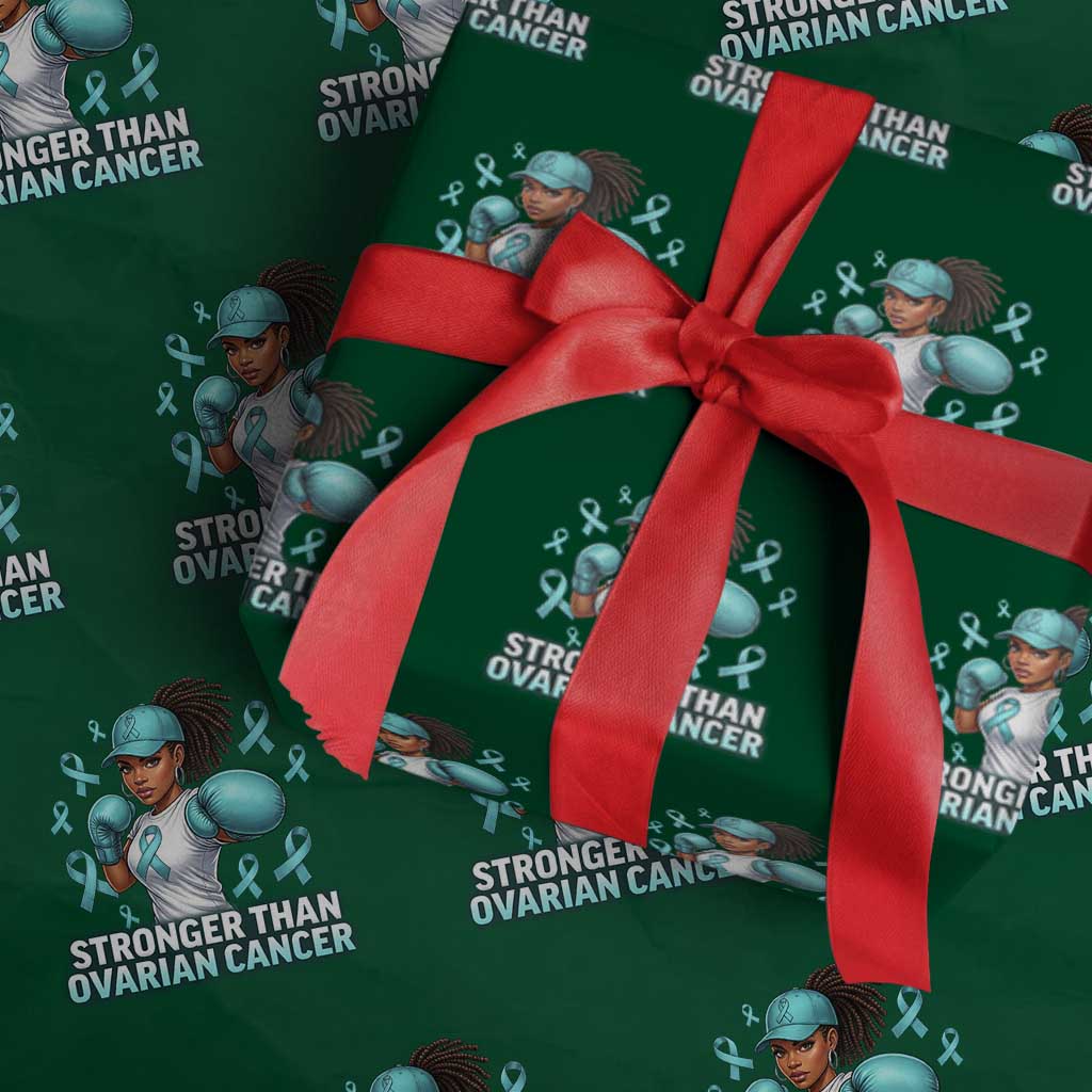 Black Women Fight Ovarian Cancer Awareness Wrapping Paper Roll African American Teal Ribbon Support
