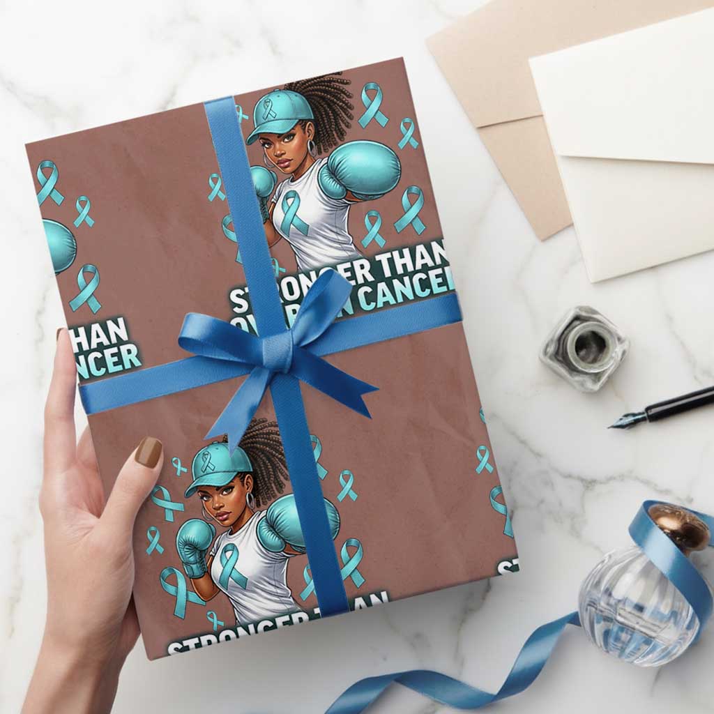 Black Women Fight Ovarian Cancer Awareness Wrapping Paper Roll African American Teal Ribbon Support